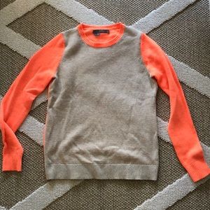360 Cashmere Sweater -100%Cashmere Tan and Orange SMALL